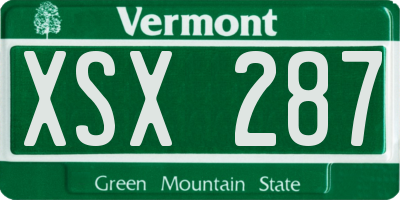 VT license plate XSX287