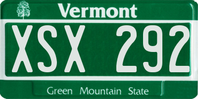 VT license plate XSX292