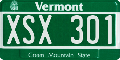 VT license plate XSX301