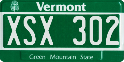 VT license plate XSX302