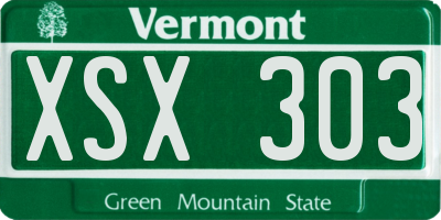 VT license plate XSX303