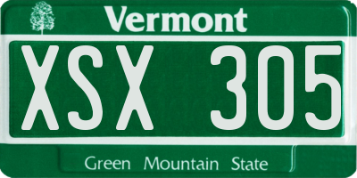 VT license plate XSX305