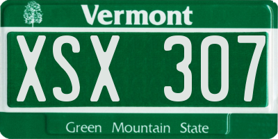 VT license plate XSX307
