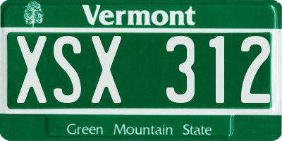 VT license plate XSX312