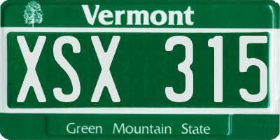 VT license plate XSX315