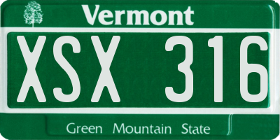 VT license plate XSX316