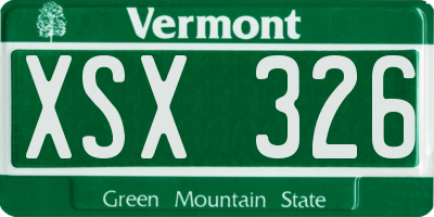 VT license plate XSX326