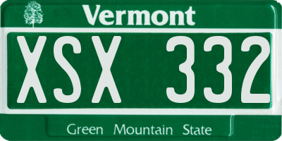 VT license plate XSX332