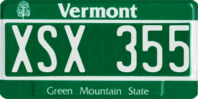 VT license plate XSX355