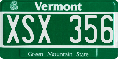 VT license plate XSX356