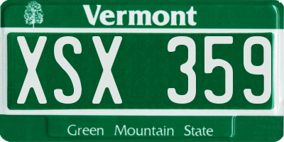 VT license plate XSX359