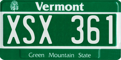 VT license plate XSX361