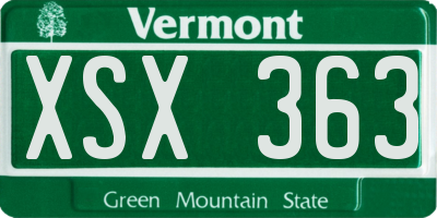 VT license plate XSX363
