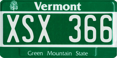 VT license plate XSX366