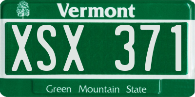 VT license plate XSX371