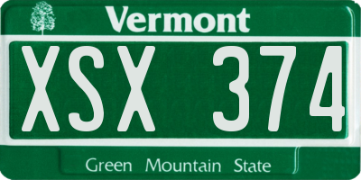 VT license plate XSX374
