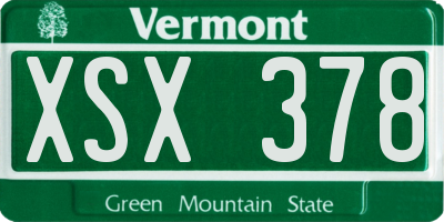VT license plate XSX378