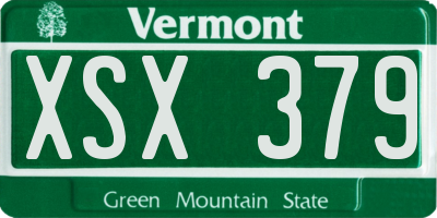 VT license plate XSX379