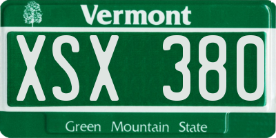 VT license plate XSX380