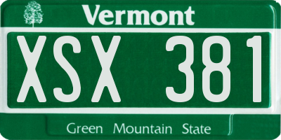 VT license plate XSX381