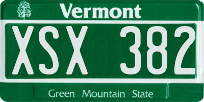 VT license plate XSX382