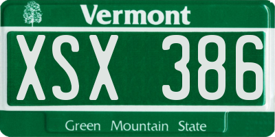 VT license plate XSX386