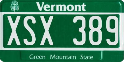 VT license plate XSX389