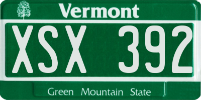 VT license plate XSX392