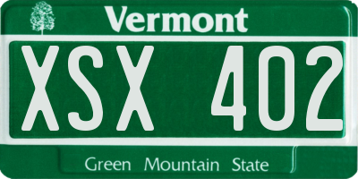 VT license plate XSX402