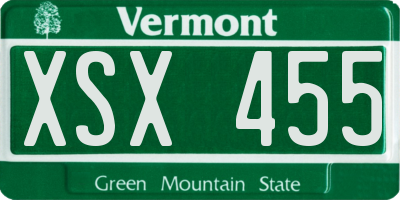 VT license plate XSX455
