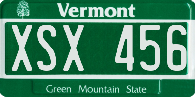 VT license plate XSX456