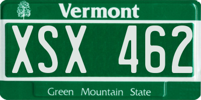 VT license plate XSX462