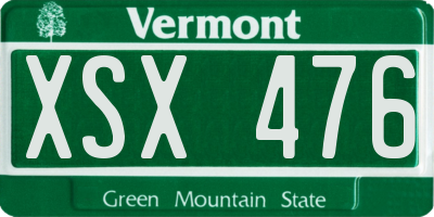 VT license plate XSX476