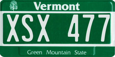 VT license plate XSX477