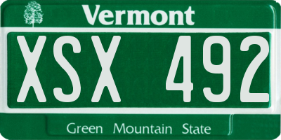 VT license plate XSX492