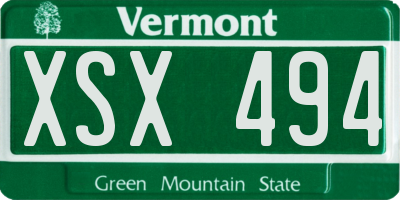VT license plate XSX494