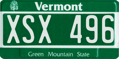 VT license plate XSX496