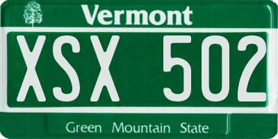VT license plate XSX502