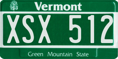 VT license plate XSX512