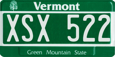 VT license plate XSX522