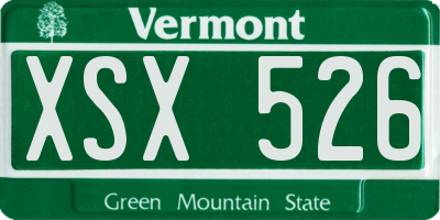 VT license plate XSX526