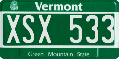 VT license plate XSX533