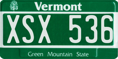 VT license plate XSX536