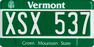 VT license plate XSX537