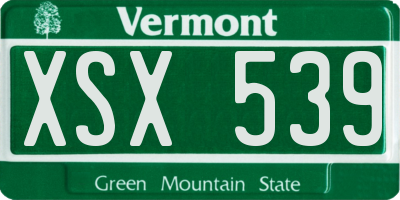 VT license plate XSX539