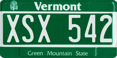 VT license plate XSX542