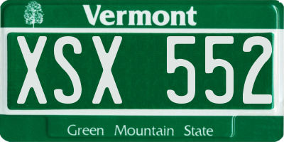 VT license plate XSX552