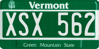 VT license plate XSX562