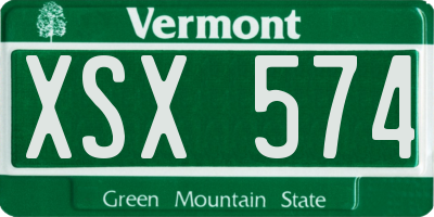 VT license plate XSX574