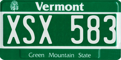 VT license plate XSX583